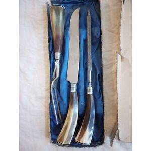 Vintage Old US Boker Carving‎ Set Knife Fork Sharpener Cutlery